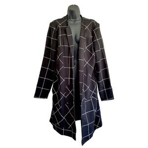 The Limited White And Black White Square Blazer Jacket Size L No Collar Career